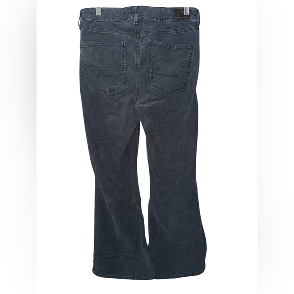 American Eagle Corduroy Pants Gray Super Hi-Rise Flare Leg Button Fly 10 Short - Picture 5 of 9